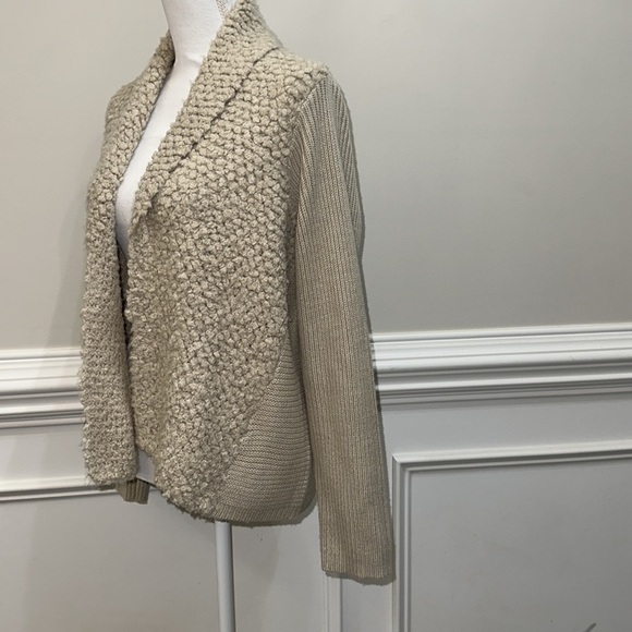 Chico's Nub Knit Open Front Cardigan Wool Blend Women's Size 2 Tan Beige - Picture 4 of 14